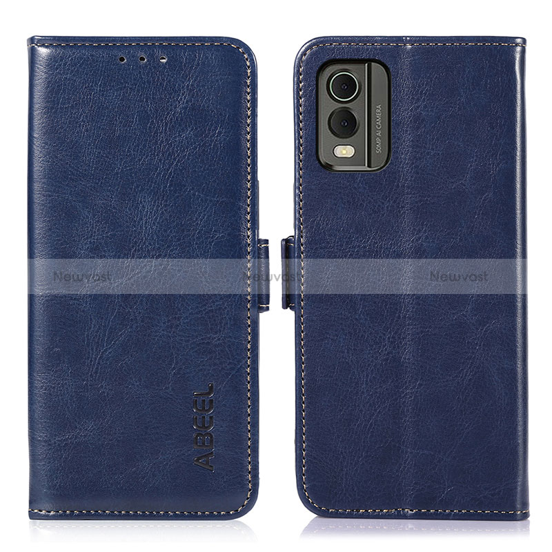 Leather Case Stands Flip Cover Holder A01D for Nokia C32 Blue