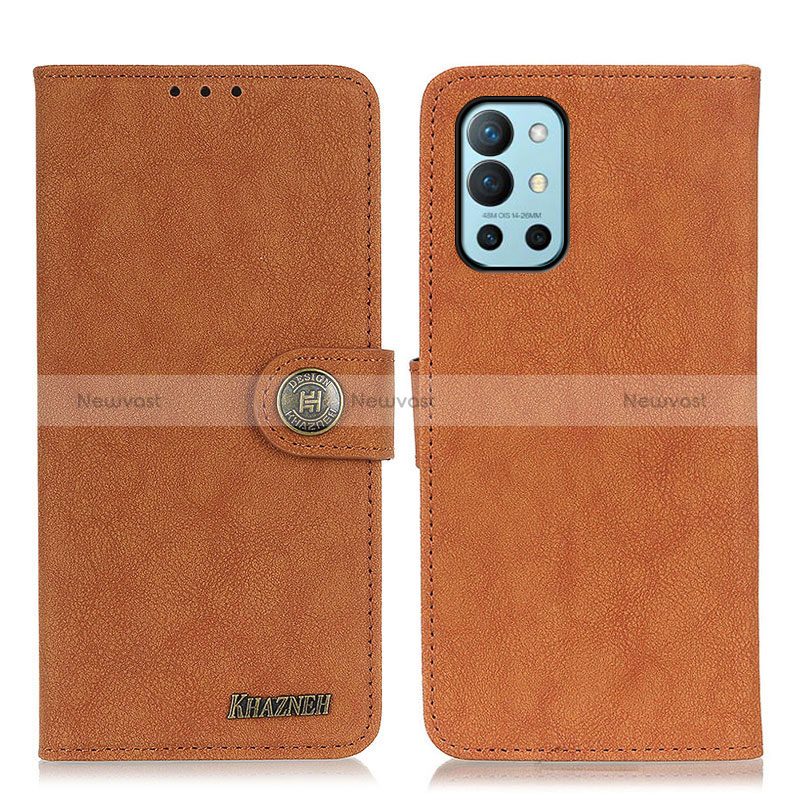 Leather Case Stands Flip Cover Holder A01D for OnePlus 9R 5G Brown