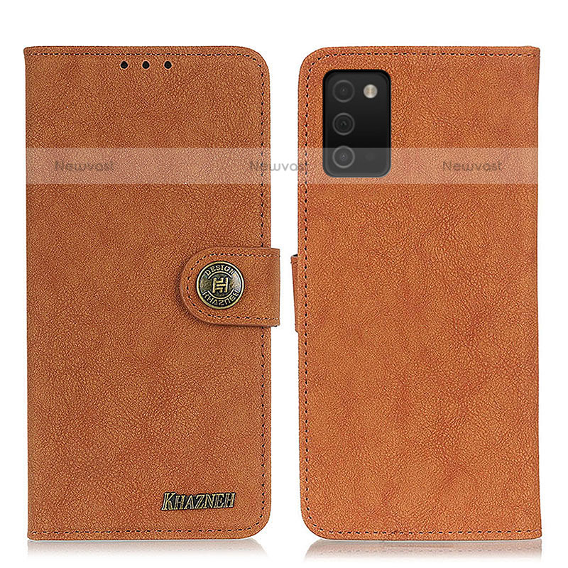 Leather Case Stands Flip Cover Holder A01D for Samsung Galaxy A02s Brown