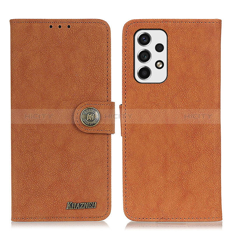 Leather Case Stands Flip Cover Holder A01D for Samsung Galaxy A53 5G Brown