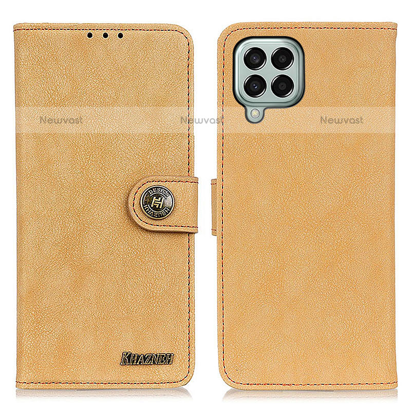 Leather Case Stands Flip Cover Holder A01D for Samsung Galaxy M33 5G Gold