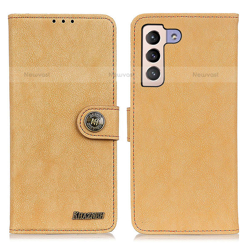 Leather Case Stands Flip Cover Holder A01D for Samsung Galaxy S21 FE 5G Gold