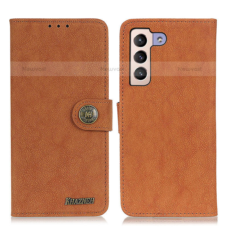 Leather Case Stands Flip Cover Holder A01D for Samsung Galaxy S23 Plus 5G Brown