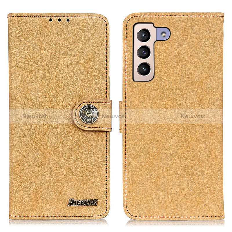 Leather Case Stands Flip Cover Holder A01D for Samsung Galaxy S24 Plus 5G Gold