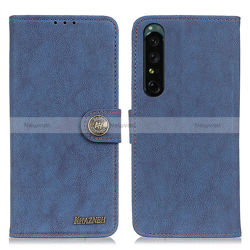 Leather Case Stands Flip Cover Holder A01D for Sony Xperia 1 IV SO-51C Blue