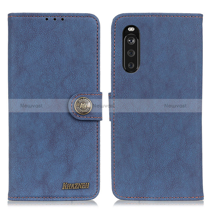Leather Case Stands Flip Cover Holder A01D for Sony Xperia 10 III Lite Blue