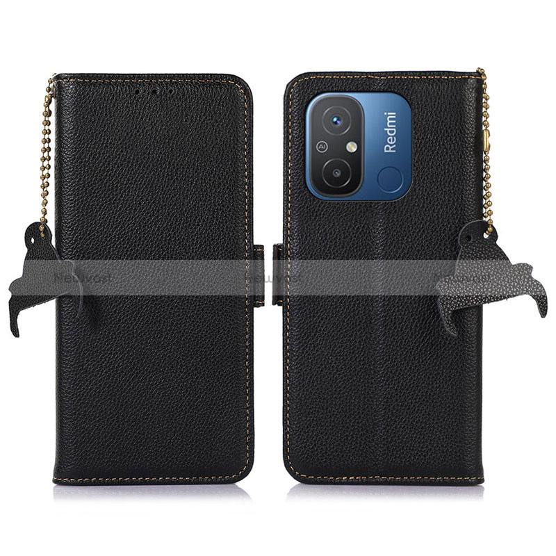 Leather Case Stands Flip Cover Holder A01D for Xiaomi Redmi 11A 4G Black