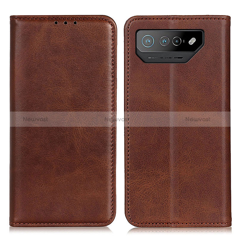 Leather Case Stands Flip Cover Holder A02D for Asus ROG Phone 7 Brown