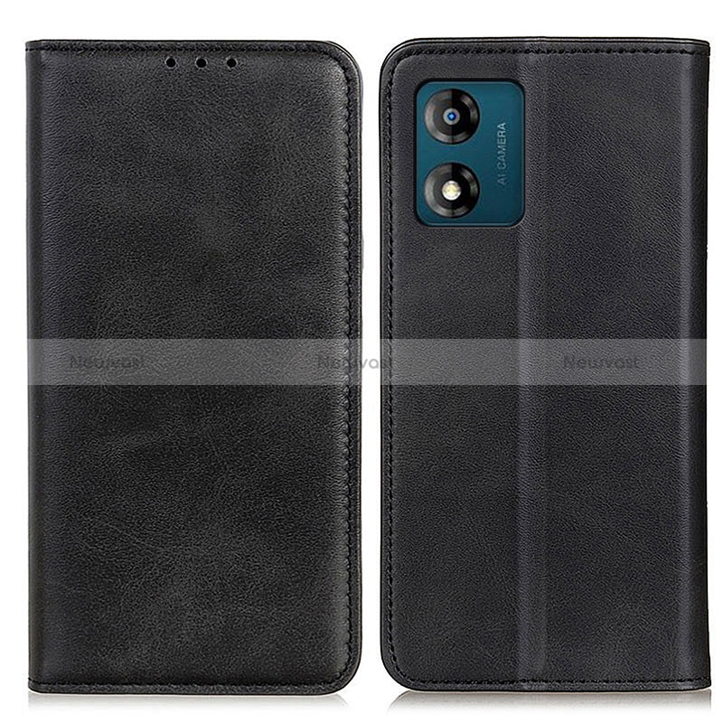 Leather Case Stands Flip Cover Holder A02D for Motorola Moto E13 Black