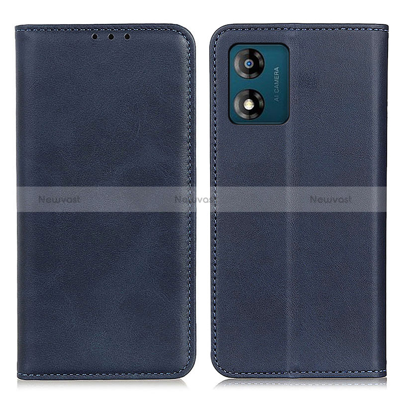 Leather Case Stands Flip Cover Holder A02D for Motorola Moto E13 Blue