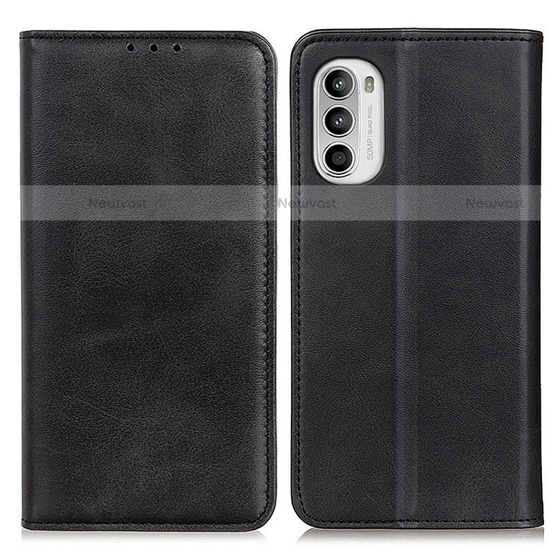 Leather Case Stands Flip Cover Holder A02D for Motorola Moto Edge (2022) 5G Black