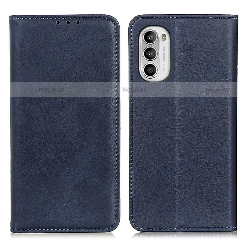 Leather Case Stands Flip Cover Holder A02D for Motorola Moto Edge (2022) 5G Blue