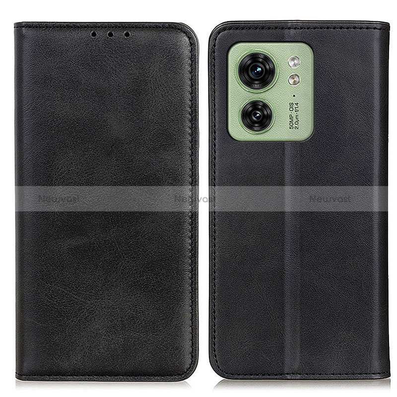 Leather Case Stands Flip Cover Holder A02D for Motorola Moto Edge (2023) 5G Black