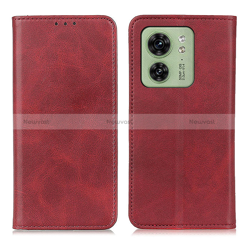 Leather Case Stands Flip Cover Holder A02D for Motorola Moto Edge (2023) 5G Red