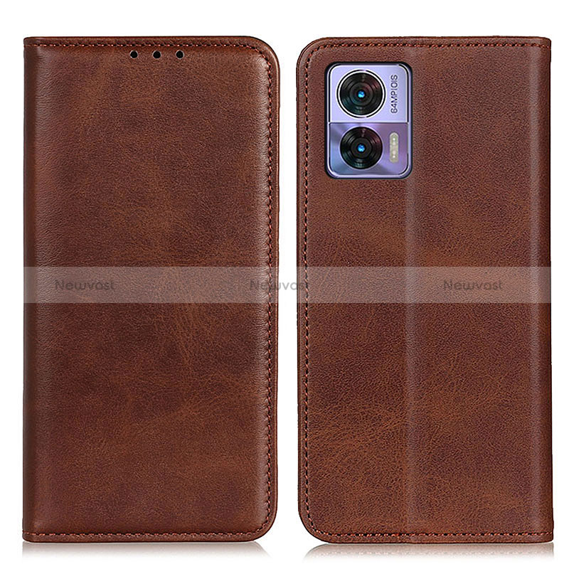 Leather Case Stands Flip Cover Holder A02D for Motorola Moto Edge 30 Neo 5G Brown