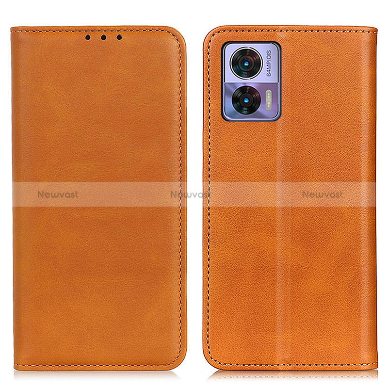 Leather Case Stands Flip Cover Holder A02D for Motorola Moto Edge 30 Neo 5G Light Brown