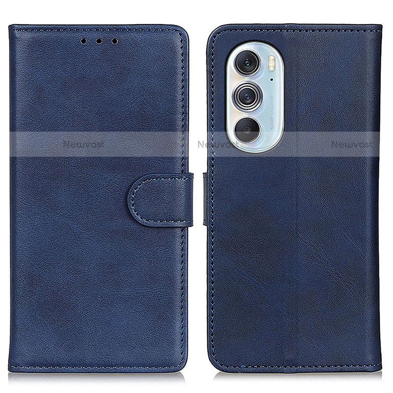 Leather Case Stands Flip Cover Holder A02D for Motorola Moto Edge 30 Pro 5G Blue