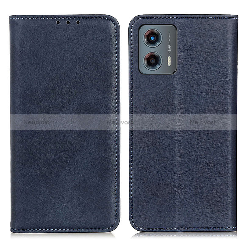 Leather Case Stands Flip Cover Holder A02D for Motorola Moto G 5G (2023) Blue