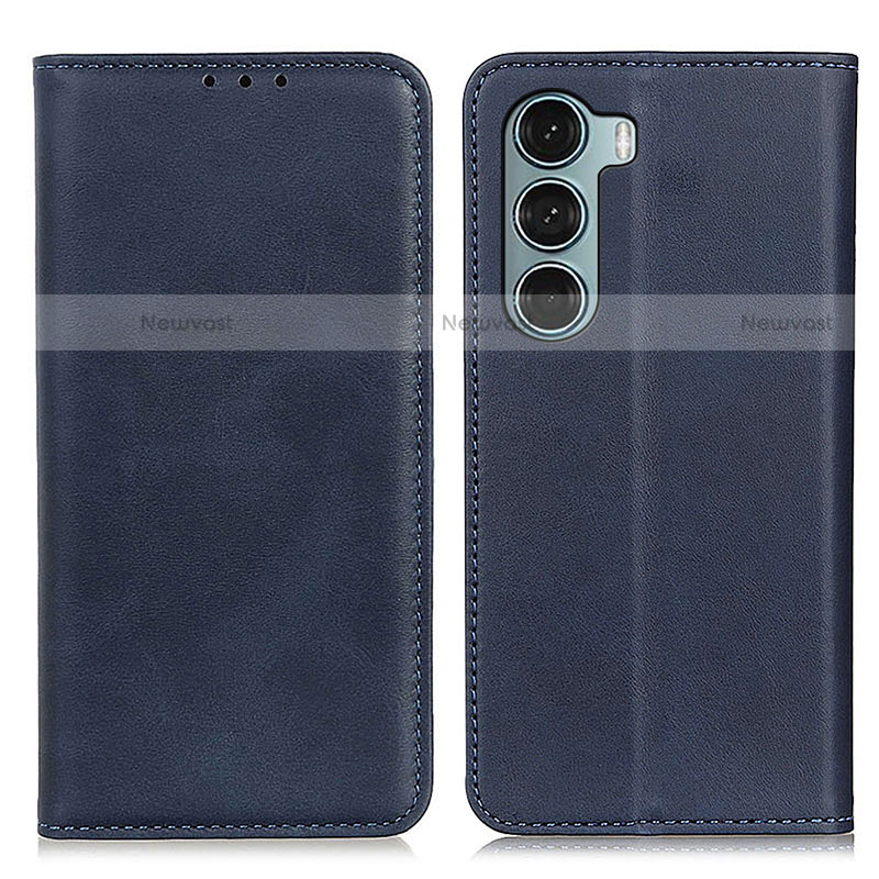 Leather Case Stands Flip Cover Holder A02D for Motorola Moto G200 5G Blue