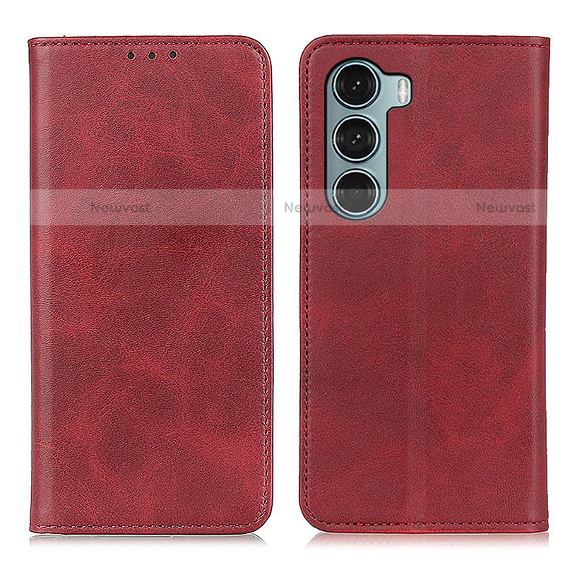 Leather Case Stands Flip Cover Holder A02D for Motorola Moto G200 5G Red