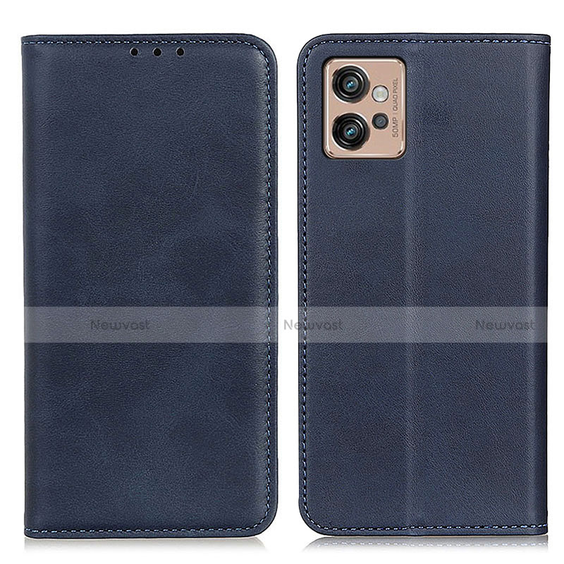 Leather Case Stands Flip Cover Holder A02D for Motorola Moto G32 Blue