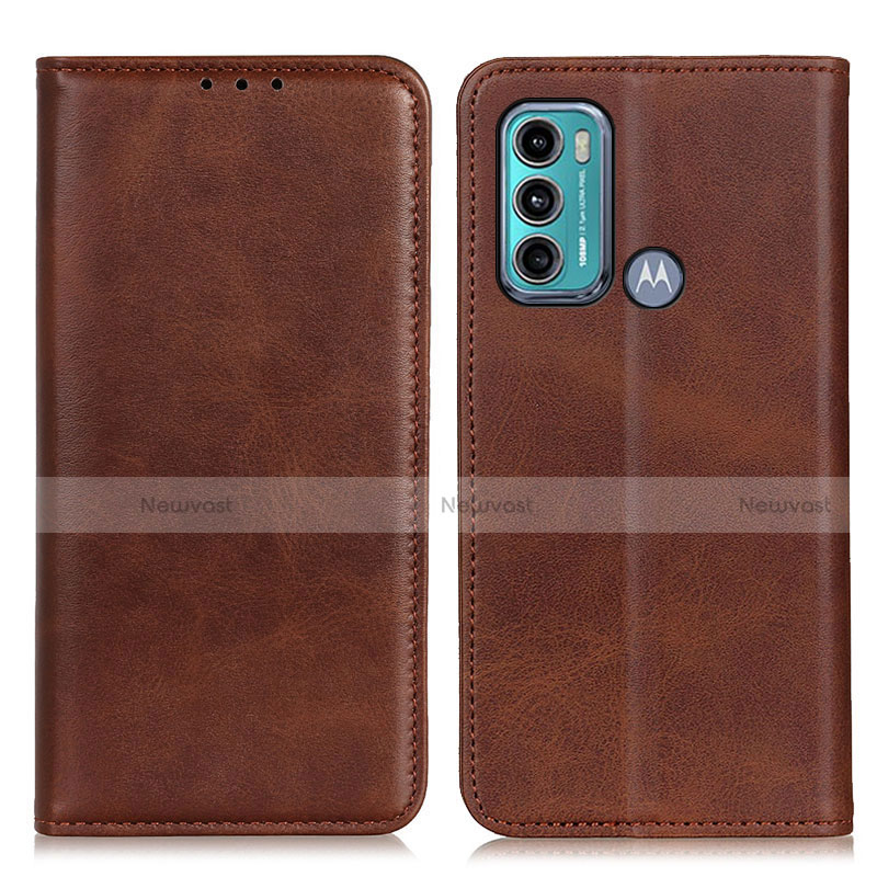 Leather Case Stands Flip Cover Holder A02D for Motorola Moto G40 Fusion Brown