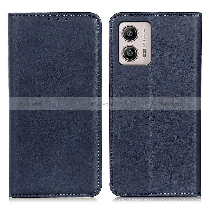 Leather Case Stands Flip Cover Holder A02D for Motorola Moto G53j 5G Blue