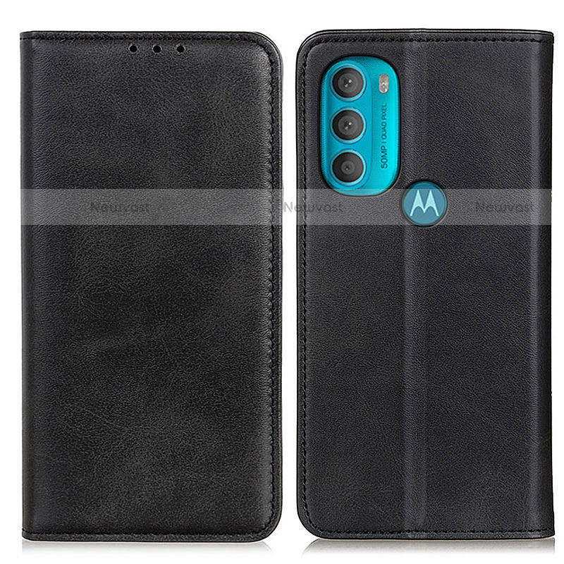 Leather Case Stands Flip Cover Holder A02D for Motorola Moto G71 5G Black