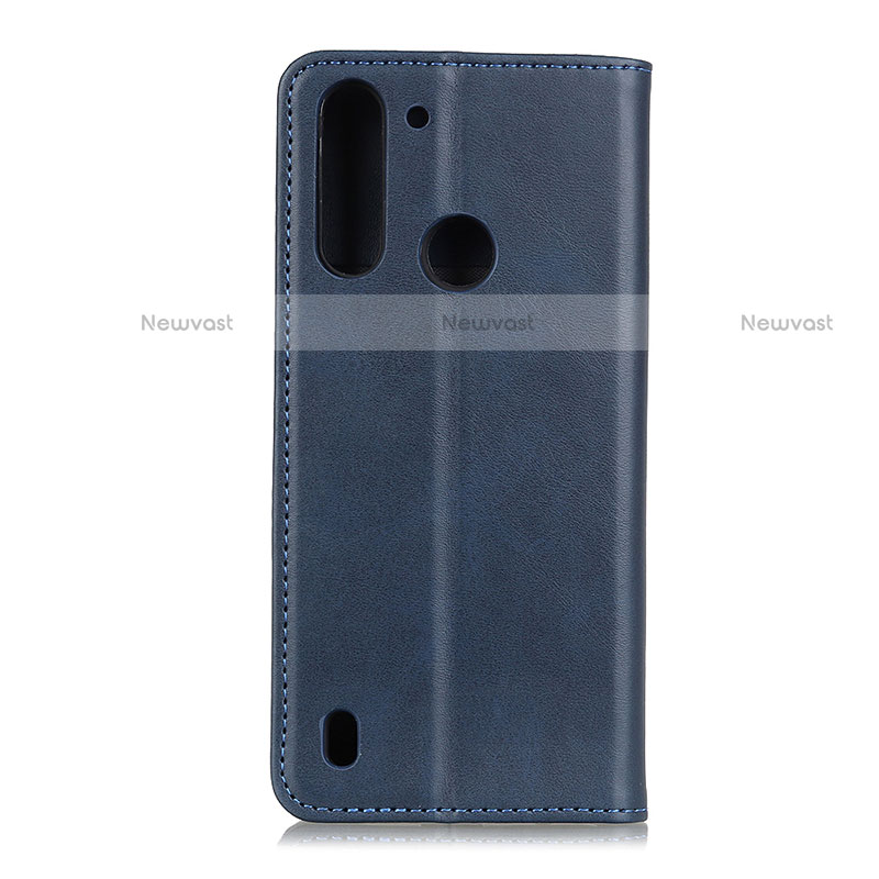 Leather Case Stands Flip Cover Holder A02D for Motorola Moto One Fusion Blue