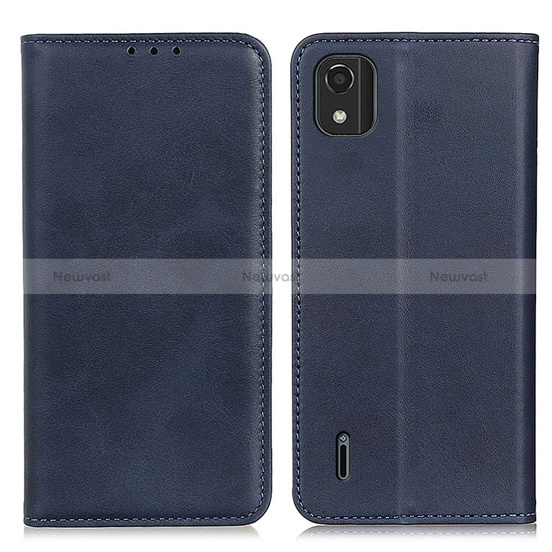 Leather Case Stands Flip Cover Holder A02D for Nokia C2 2nd Edition Blue