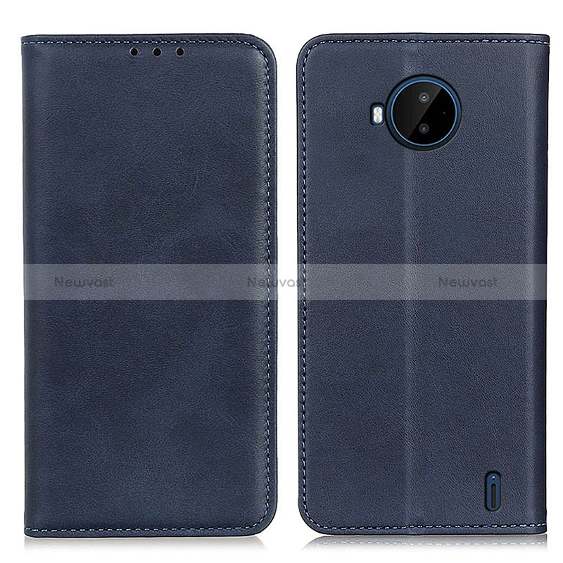 Leather Case Stands Flip Cover Holder A02D for Nokia C20 Plus Blue