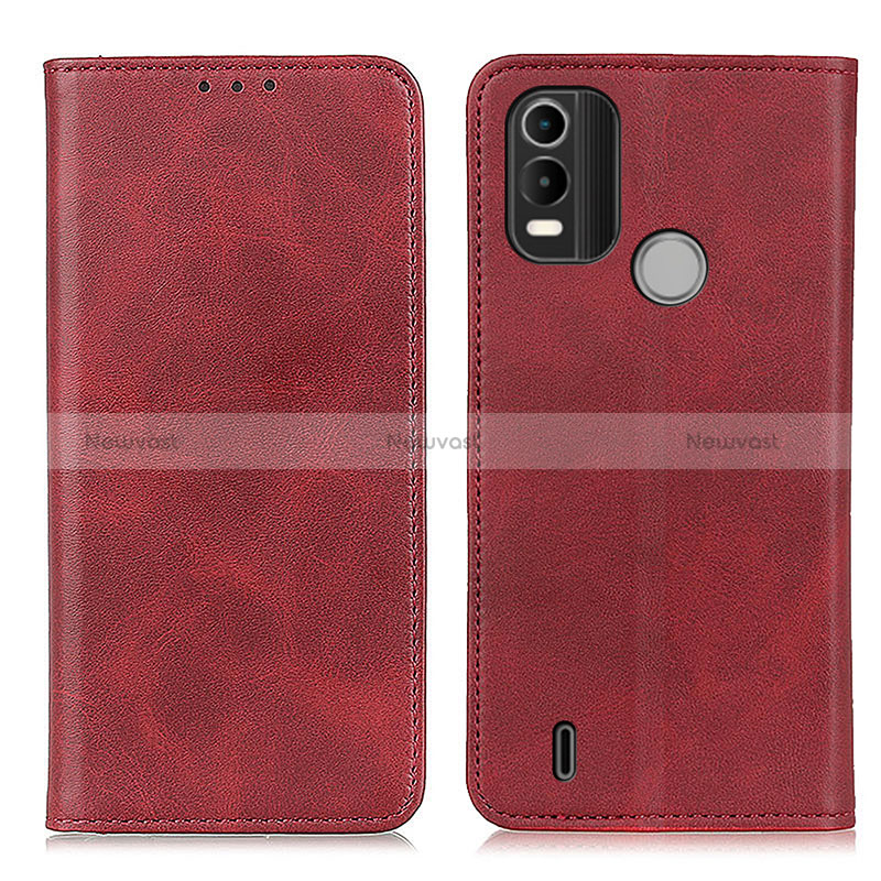 Leather Case Stands Flip Cover Holder A02D for Nokia C21 Plus Red