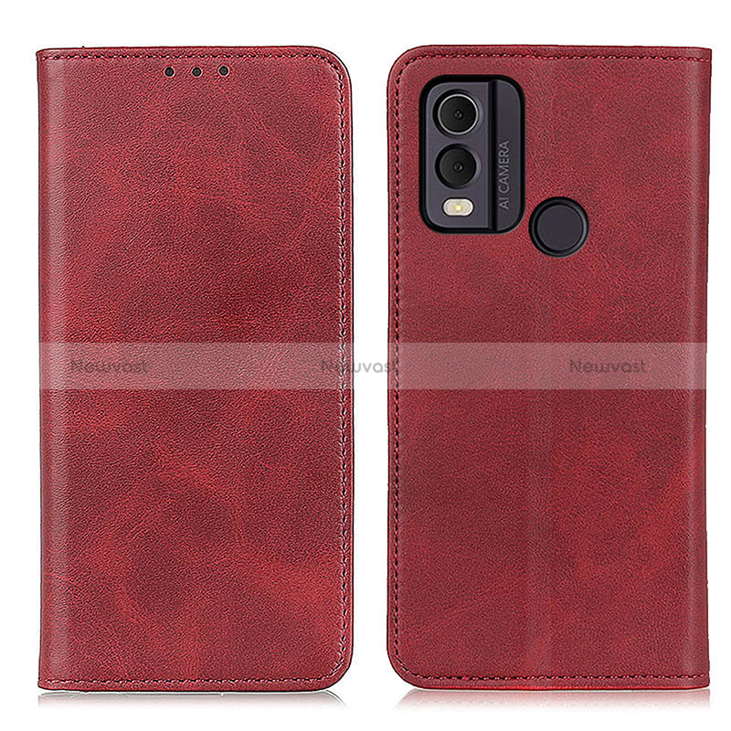 Leather Case Stands Flip Cover Holder A02D for Nokia C22 Red