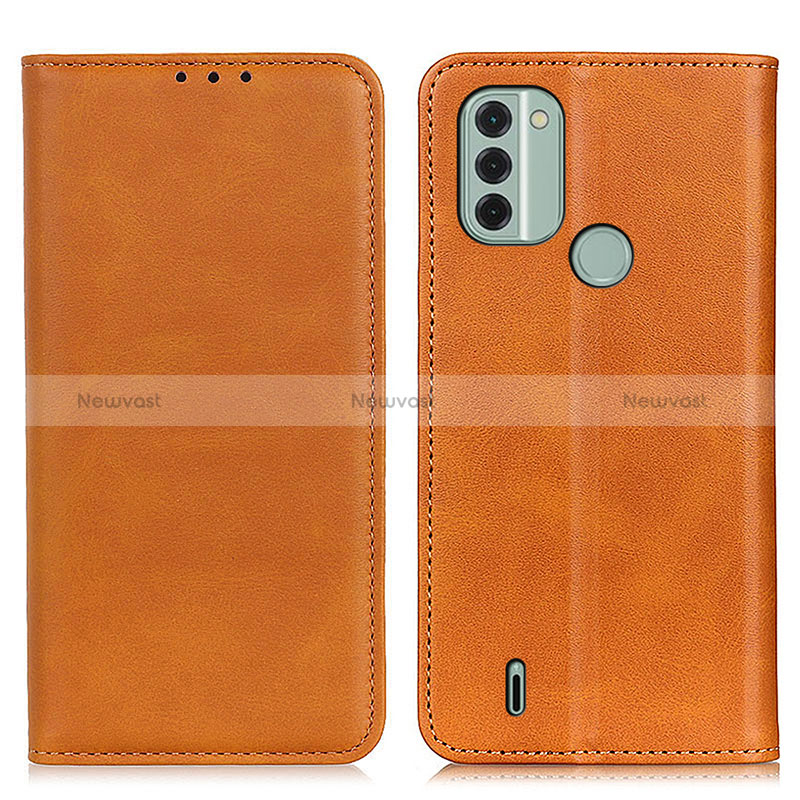 Leather Case Stands Flip Cover Holder A02D for Nokia C31 Light Brown