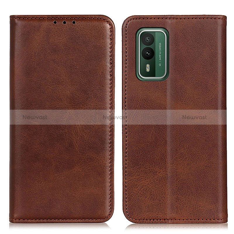 Leather Case Stands Flip Cover Holder A02D for Nokia XR21 Brown