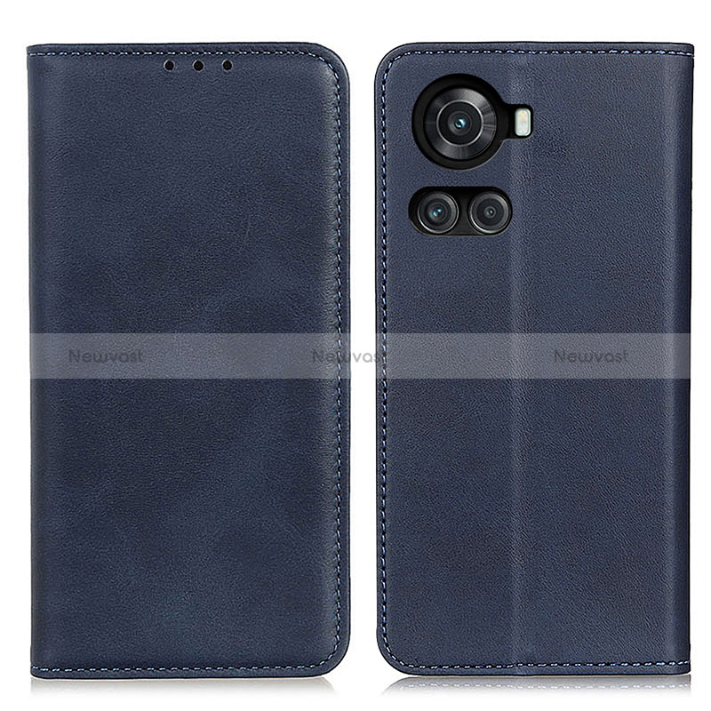 Leather Case Stands Flip Cover Holder A02D for OnePlus 10R 5G Blue