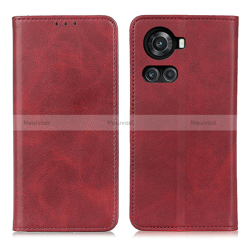 Leather Case Stands Flip Cover Holder A02D for OnePlus 10R 5G Red