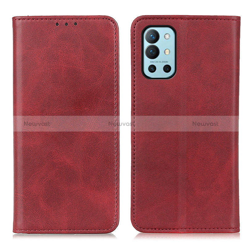 Leather Case Stands Flip Cover Holder A02D for OnePlus 9R 5G Red