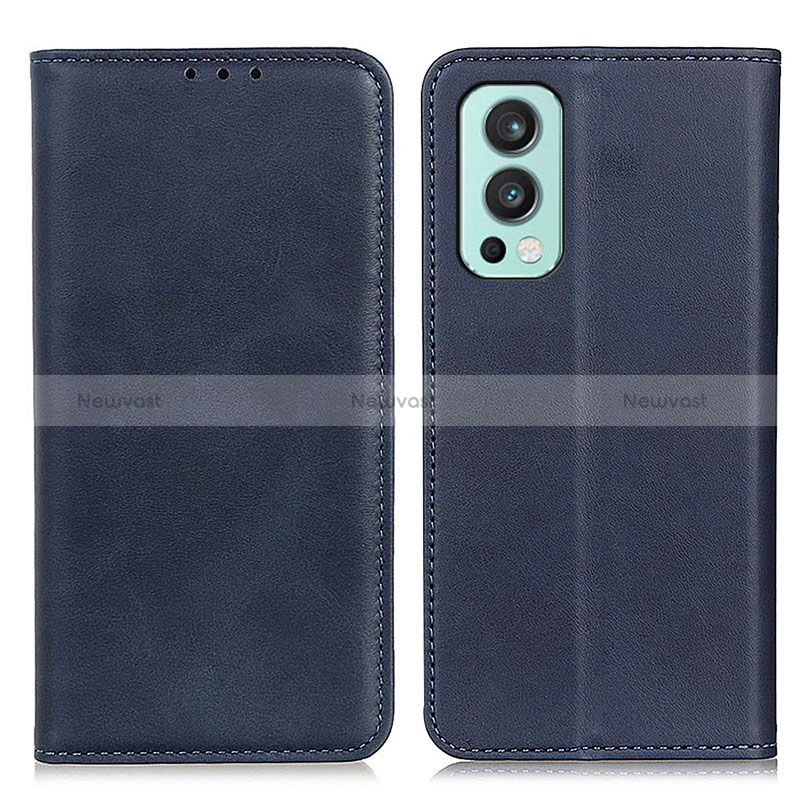 Leather Case Stands Flip Cover Holder A02D for OnePlus Nord 2 5G Blue