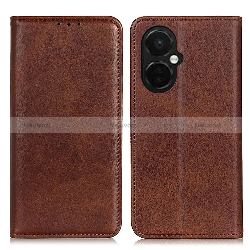 Leather Case Stands Flip Cover Holder A02D for OnePlus Nord CE 3 Lite 5G Brown