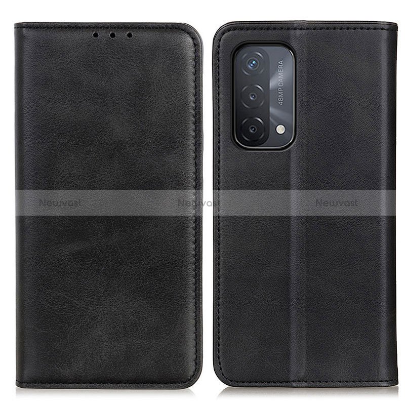 Leather Case Stands Flip Cover Holder A02D for Oppo A74 5G Black