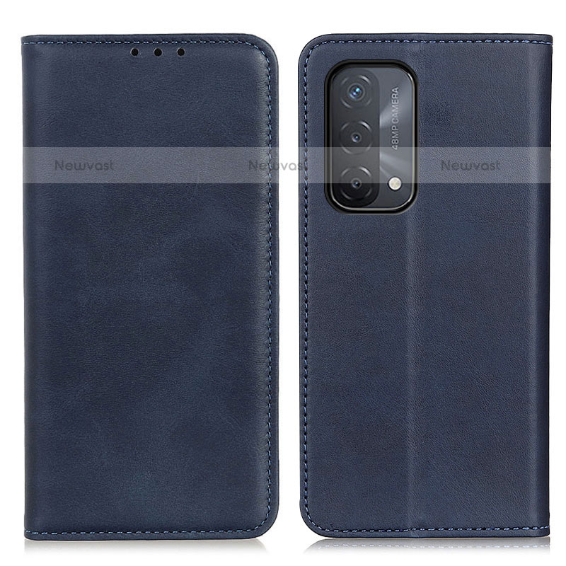 Leather Case Stands Flip Cover Holder A02D for Oppo A93 5G Blue