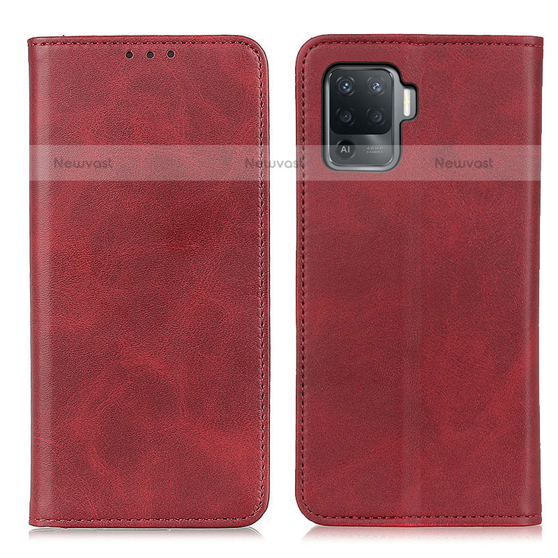 Leather Case Stands Flip Cover Holder A02D for Oppo A94 4G Red