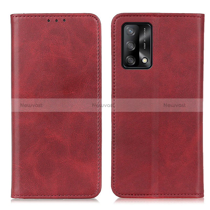 Leather Case Stands Flip Cover Holder A02D for Oppo F19 Red