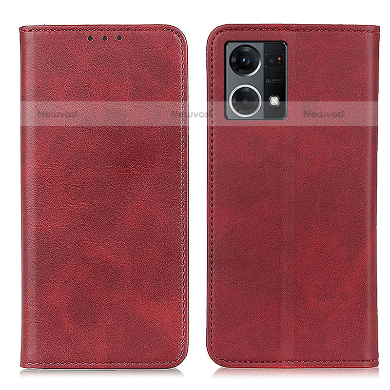 Leather Case Stands Flip Cover Holder A02D for Oppo F21 Pro 4G Red