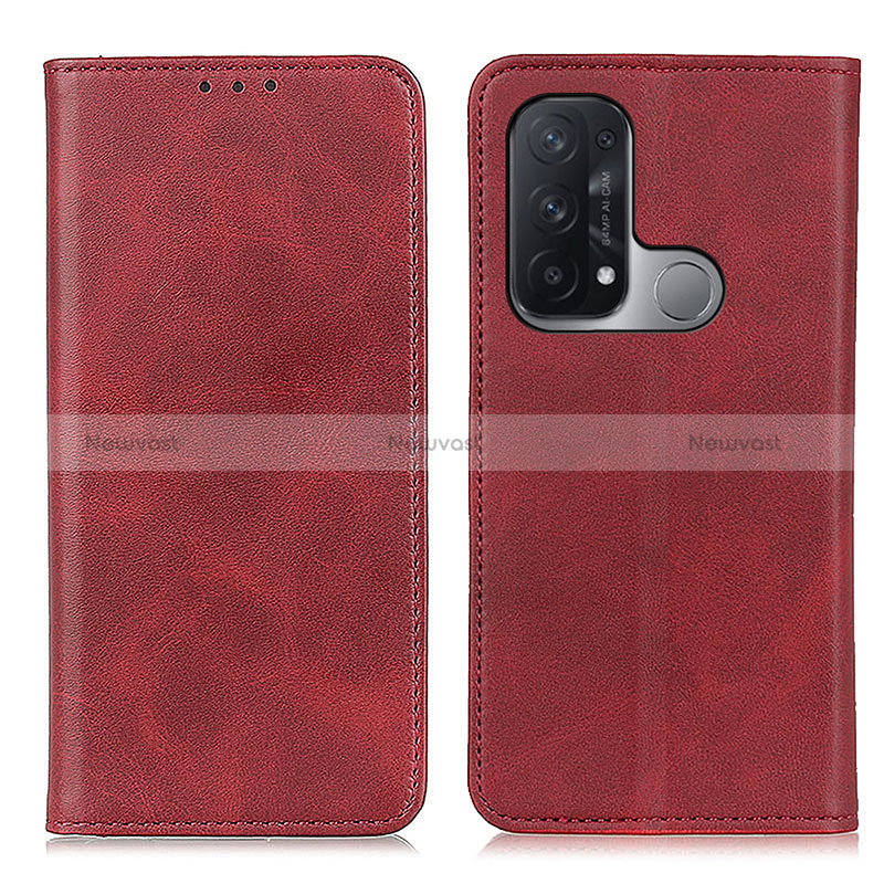Leather Case Stands Flip Cover Holder A02D for Oppo Reno5 A Red
