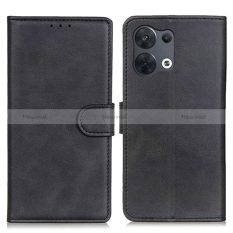 Leather Case Stands Flip Cover Holder A02D for Oppo Reno8 Pro+ Plus 5G Black