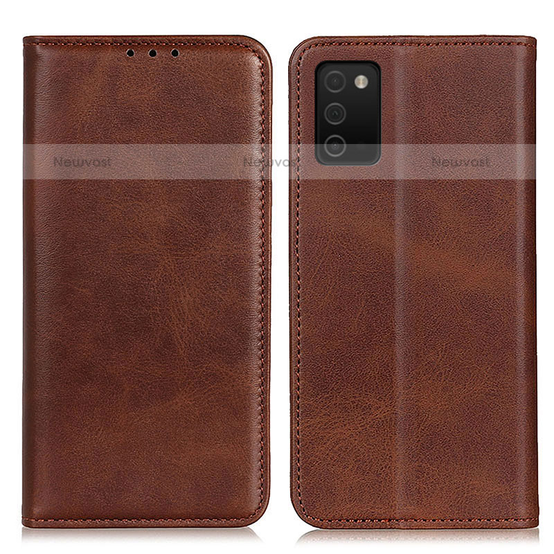 Leather Case Stands Flip Cover Holder A02D for Samsung Galaxy A02s Brown