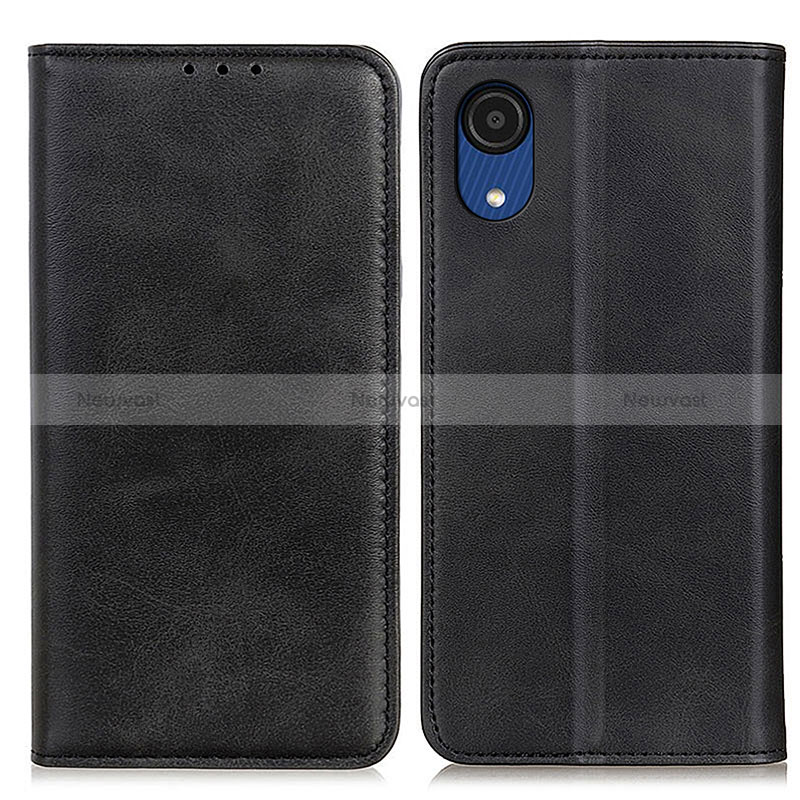 Leather Case Stands Flip Cover Holder A02D for Samsung Galaxy A03 Core Black