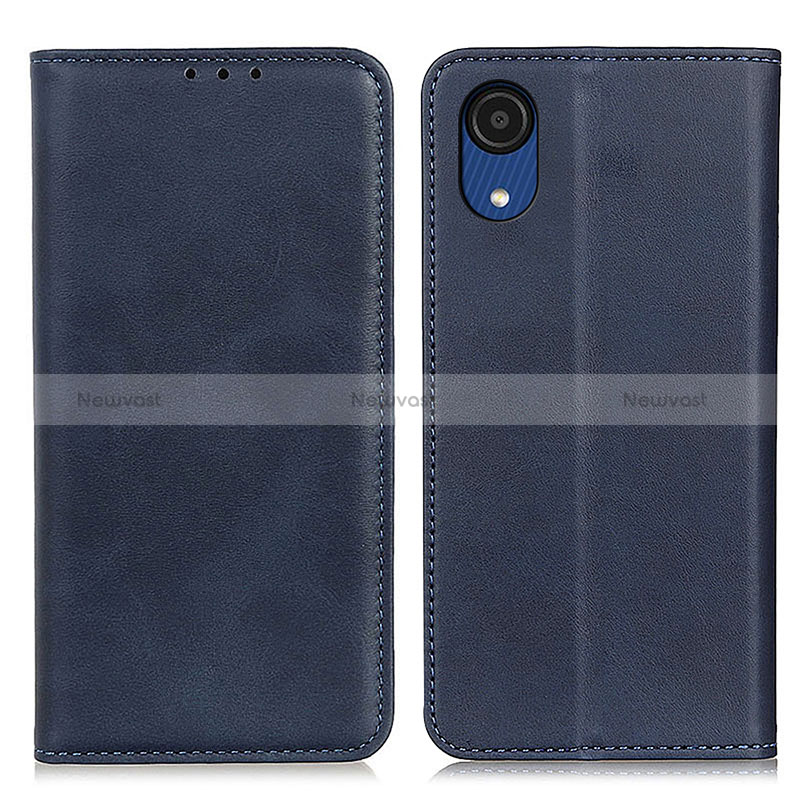 Leather Case Stands Flip Cover Holder A02D for Samsung Galaxy A03 Core Blue